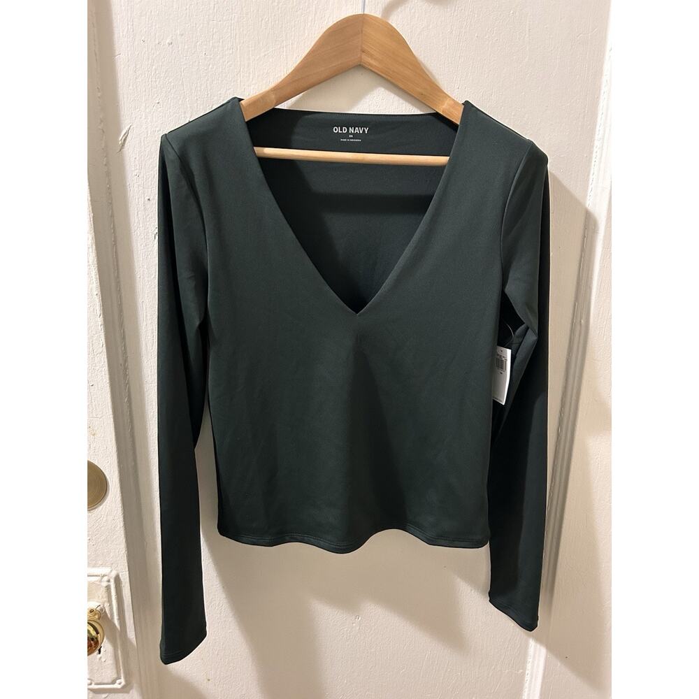 NWT‎ Old Navy Green Stretchy V-Neck Long Sleeve Top | XS